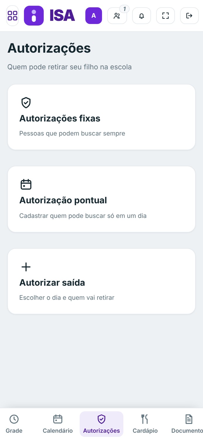 Autorizações de saída no celular da família